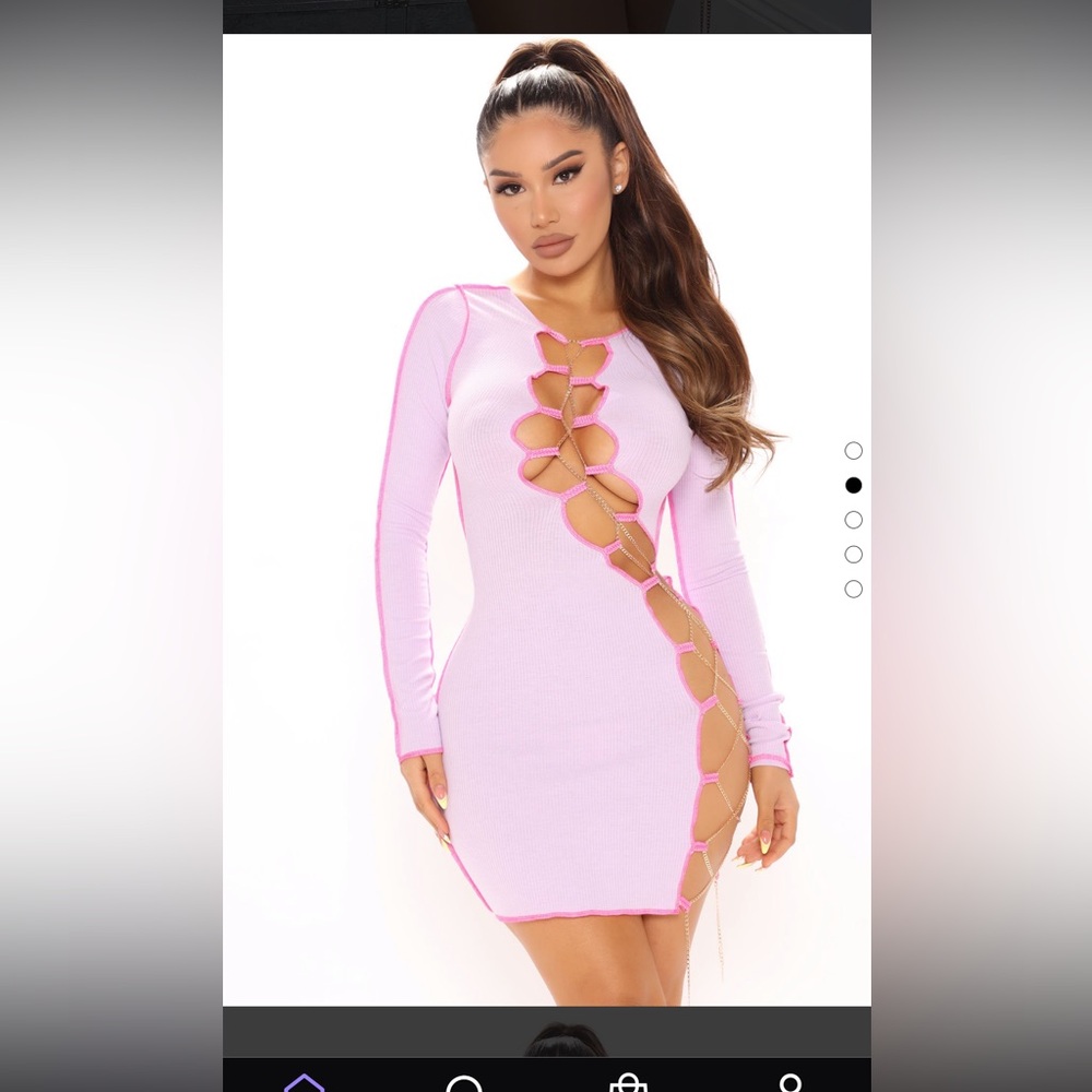 Fashion Nova Lilac and Pink Cut-Out Mini Dress - Picture 2 of 4